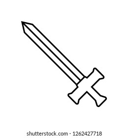 Vector Outline Sword Icon isolated on white background. Weapon Icon. Vector illustration for Your Design, Game, Web.