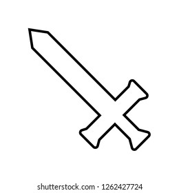 Vector Outline Sword Icon isolated on white background. Weapon Icon. Vector illustration for Your Design, Game, Web.