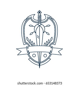 Vector outline swords and shield logo