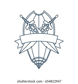 Vector outline swords and shield logo