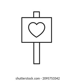 Vector outline symbol suitable for internet pages, sites, stores, shops, social networks. Editable stroke. Line icon of heart on banner 
