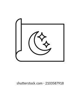 Vector outline symbol suitable for internet pages, sites, stores, shops, social networks. Editable stroke. Line icon of stars over the Moon 
