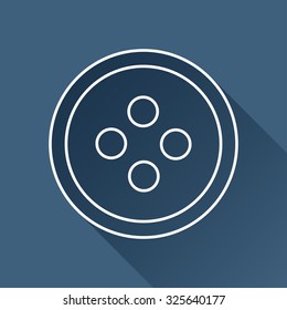 Vector outline tailor button icon on dark blue background with long shadow 