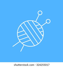 Vector outline tailor ravel ball of yarn for knitting icon on color background 
