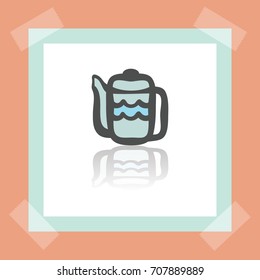 Vector outline teapot icon on white sticker. Elements for mobile concepts and web apps. Modern infographic logo and pictogram.