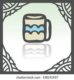 Vector outline tee or coffee cup icon in hand drawn frame. Elements for mobile concepts and web apps. Modern infographic logo and pictogram.