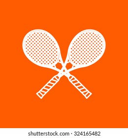 Vector outline tennis rackets icon on color background 