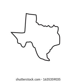 Vector outline Texas map silhouette isolated on white background
