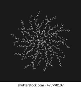 vector outline texture of the branches on the Black background, illustration with leave,can be used for wallpaper, pattern fills, web page background,surface textures, invitation card. Floral textile