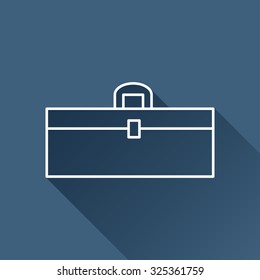 Vector outline toolkit icon on dark blue background with long shadow . Industrial equipment 