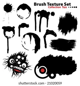 Vector outline traces of customizable organic paint brushes (strokes) and retro frames in different shapes and styles, highly detailed. Grouped individually, easily editable. Collection set number 10.