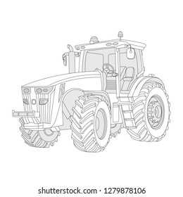 Vector Outline Tractor