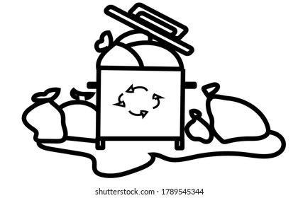 Vector Outline and Trash Can