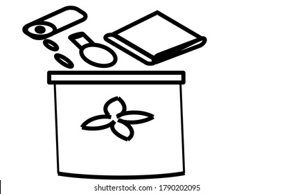 Vector Outline and Trash Can