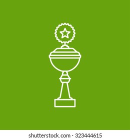 Vector outline trophy goblet icon on color background . Winner award 