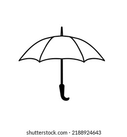 Vector outline umbrella icon, umbrella logo. Minimalistic black and white illustration