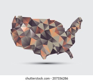 A vector outline of the USA in a polygon style