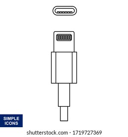 Esquema vectorial del icono Usb con fondo blanco, Ilustración del logotipo y plantilla.