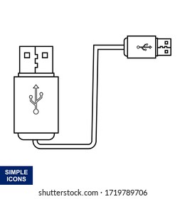 Vector outline of the Usb icon with a white background, Logo Illustration, and template.