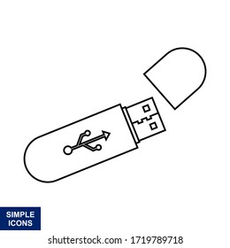 Vector outline of the Usb icon with a white background, Logo Illustration, and template.