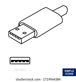 Vector outline of the Usb icon with a white background, Logo Illustration, and template.