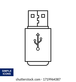 Vector outline of the Usb icon with a white background, Logo Illustration, and template.
