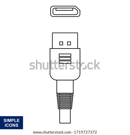 Vector outline of the Usb icon with a white background, Logo Illustration, and template.