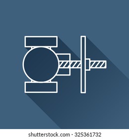 Vector outline valve icon on dark blue background with long shadow 