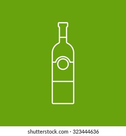 Vector outline vine bottle template on color background 