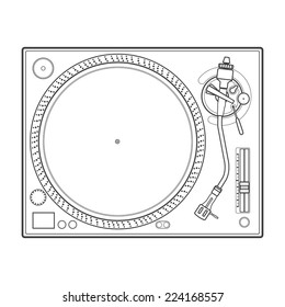 vector outline vinyl dj turntable
