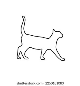 Vector Outline Walking Cat Illustration. Walking animal Icon Design. Vector Walking Cat Design Element. Isolated on White Background. Suitable for multiple uses.