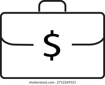 Icono de la billetera de esquema de Vector con el símbolo de dólar que representa dinero, finanzas, pagos, presupuestos y gestión de efectivo. Limpio y adecuado para fintech y diseño bancario