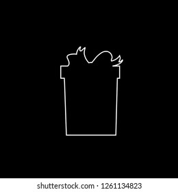 Vector outline white silhouette of bow wrapped gift box on black background. Christmas, new year, birthday present icon, sign, symbol, clip art. Giftbox isolated web mobile button, element for design.