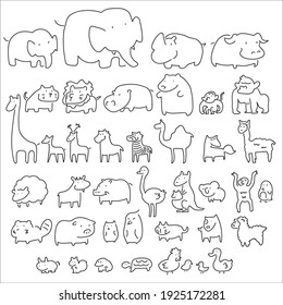 Vector outline of wild life animals and some pet. 