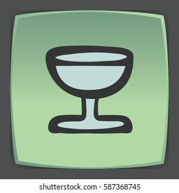 Vector outline wine glass goblet icon on green flat square plate. Elements for mobile concepts and web apps. Modern infographic logo and pictogram.