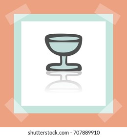 Vector outline wine glass goblet icon on white sticker. Elements for mobile concepts and web apps. Modern infographic logo and pictogram.