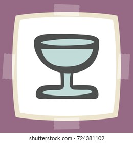 Vector outline wine glass goblet icon on white sticker. Elements for mobile concepts and web apps. Modern infographic logo and pictogram.