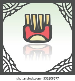 Vector outline wrap with fried potato sticks fast food icon in hand drawn frame. Elements for mobile concepts and web apps. Modern infographic logo and pictogram.