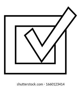 Vector Outline Yes Icon. Tick in Checkbox Frame.