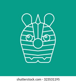 Vector outline zebra icon on color background 