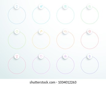 Vector Outlined 3d Circle Text Boxes With Modern Icons
