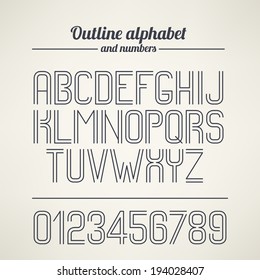Vector outlined alphabet and numbers