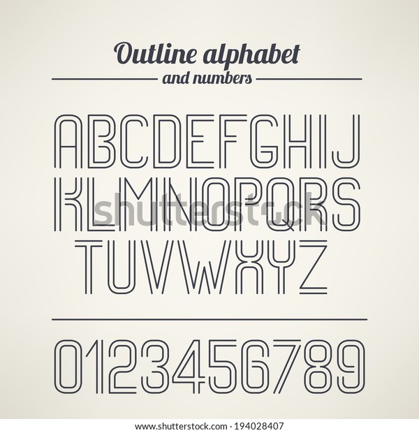 Vector Outlined Alphabet Numbers Stock Vector (Royalty Free) 194028407 ...