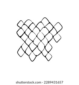 Vector outlined fishnet isolated on white background. Hand drawn illustration