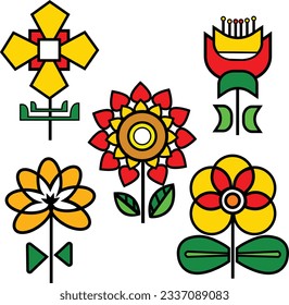 
Vector Outlined Hand Drawn Spring Flowers Collection
