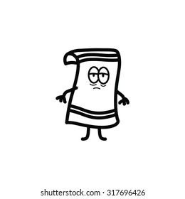 Vector outlined icon of a tired and upset towel