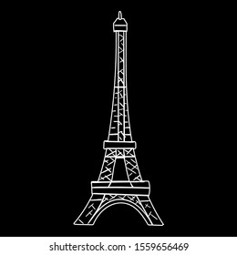 Vector outlined illustration of the Eiffel Tower in Paris, France. Hand-drawn illustration of an ancient building