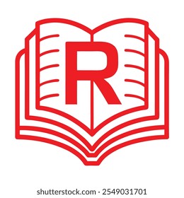 vector outlined logotype letter r book store log