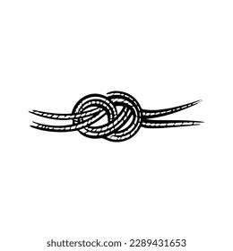 Vector outlined rope knote isolated on white background. Hand drawn illustration.