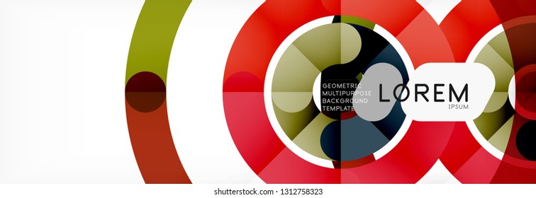 Vector outlined stroke circles composition, abstract background